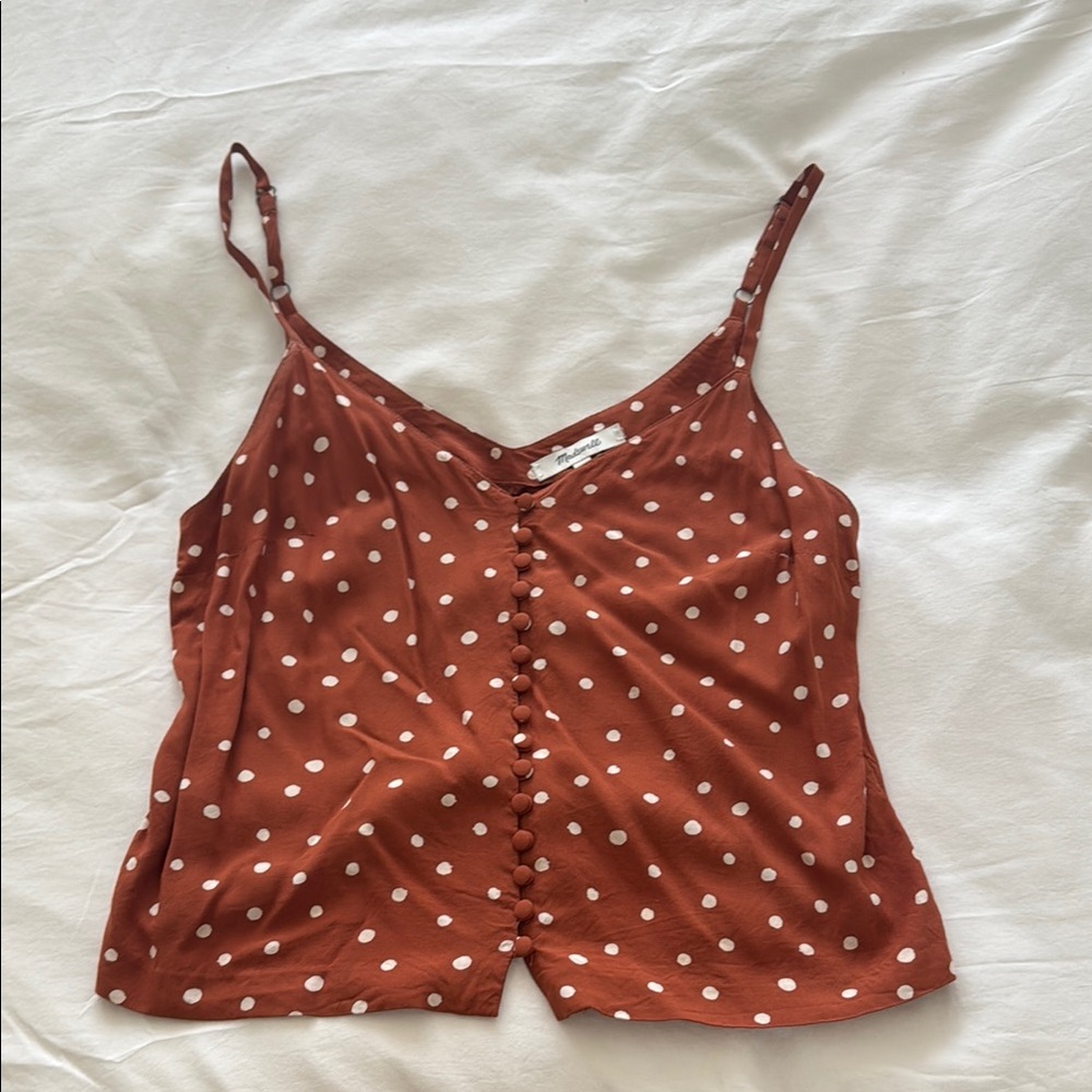 Madewell Orange Sleeveless Buttoned Crop Camisole